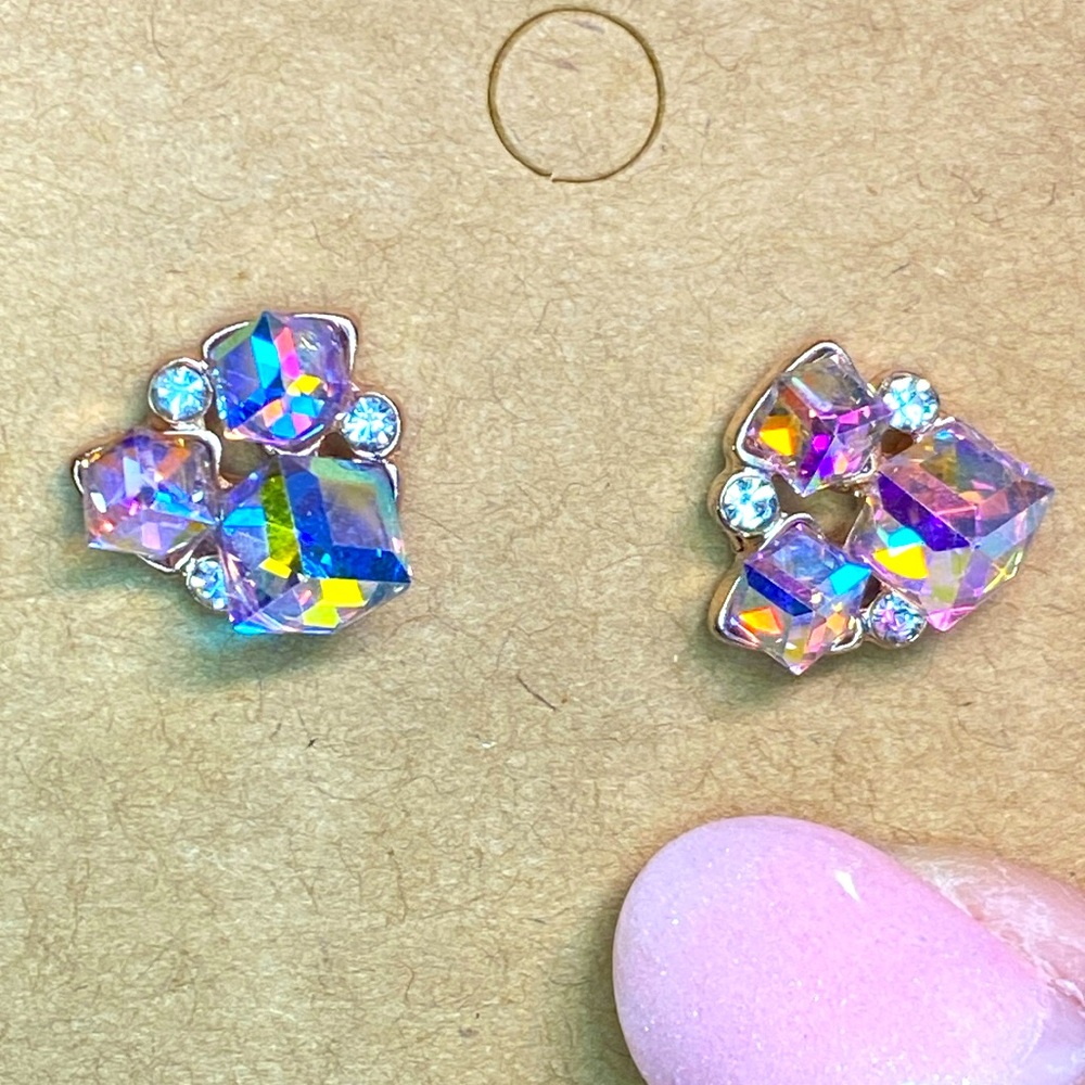 AB Cubes Pierced Earrings cube clusters
